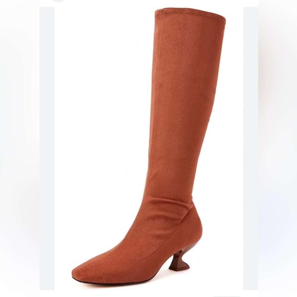 NWOT Katy Perry The Laterr Boot Knee High Brown Suede Kitten Heel Boots Size 5.5